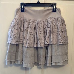 Elsy Girls Skirt 44 Tiered Mini Flare Ruffle Lace